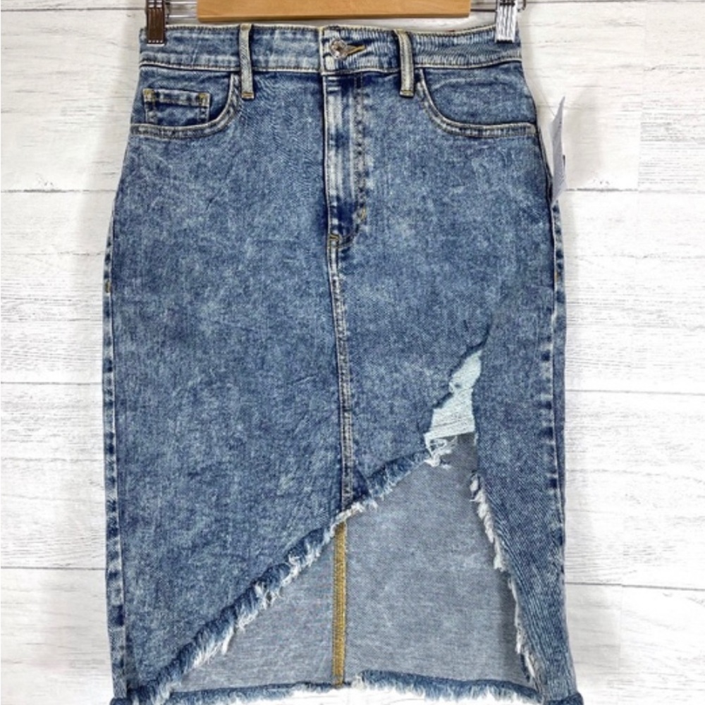 Guess asymmetrical jean skirt, distressed, size small NWT